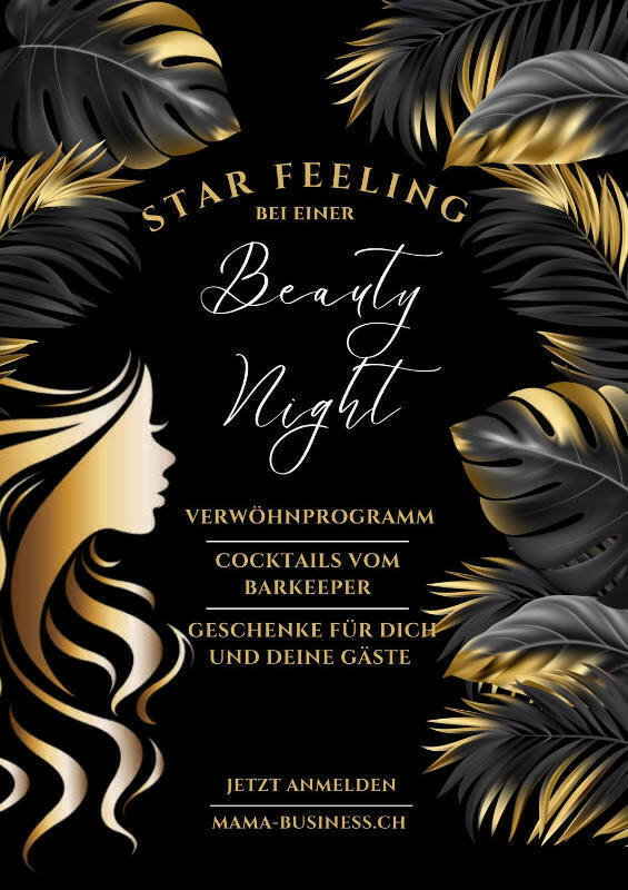 Flyer, um sich für eine Beauty-Night als Gastgeber anzumelden.